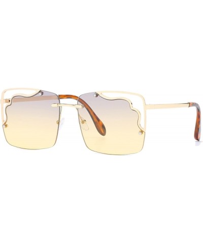 Fashion Square Sunglasses Women Men Hollow Lady Style Metal Frame Color Lens Luxury C6 $22.15 Rectangular