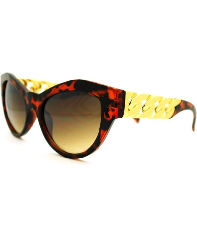 Womens Fashion Sunglasses Designer Chain Frame Oval Cateye UV 400 Tortoise brown $7.92 Oval