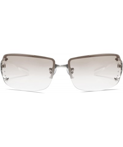 Stylish Rimless Frameless Rectangle Sunglasses for Women White Frame/White Lens $11.79 Rimless