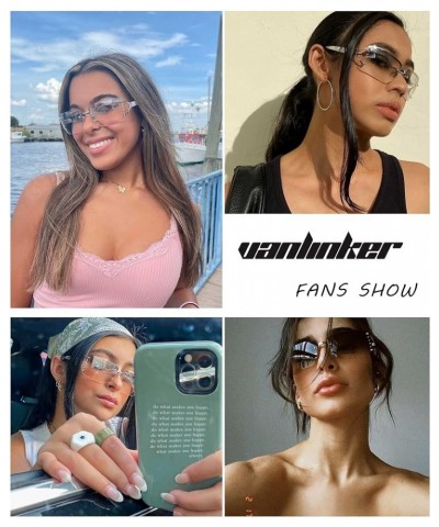 Stylish Rimless Frameless Rectangle Sunglasses for Women White Frame/White Lens $11.79 Rimless