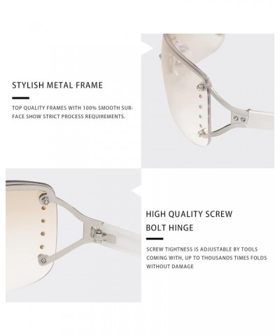 Stylish Rimless Frameless Rectangle Sunglasses for Women White Frame/White Lens $11.79 Rimless