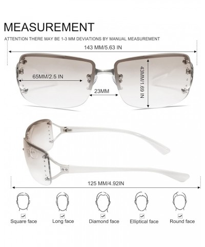 Stylish Rimless Frameless Rectangle Sunglasses for Women White Frame/White Lens $11.79 Rimless