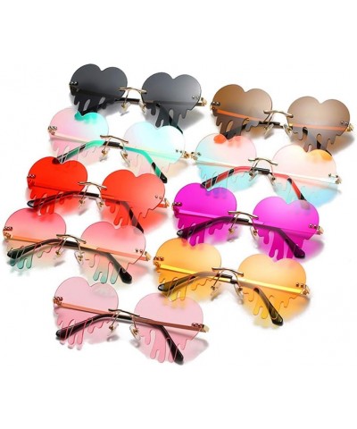 Fashion Unique Love Heart Tear Shape Sunglasses Women Colorful Rimless Eyewear Vintage Clear Ocean Lens Female Sun Glasses Re...