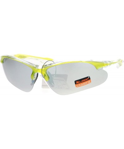 Xloop Sunglasses Mens Sports Eyewear Half Rim Lite Wrap Around UV 400 Yellow Clear (Silver Mirror) $9.57 Wayfarer