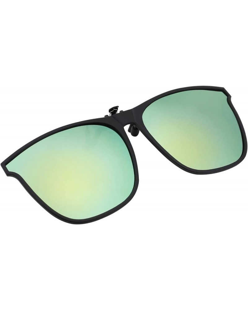 Men Women Polarized Square Clip on Sunglasses Anti-Glare Flip Up Driving Glasses TR90 Frame B2879 Yellow Green $9.66 Square