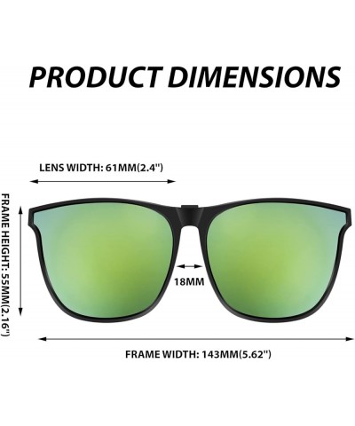 Men Women Polarized Square Clip on Sunglasses Anti-Glare Flip Up Driving Glasses TR90 Frame B2879 Yellow Green $9.66 Square