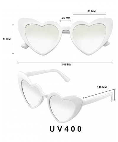 Heart Shape Cat Eye Sunglasses Heart Retro Vintage Women Fashion Shades Eyewear (White Silver) $9.00 Cat Eye