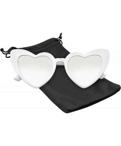 Heart Shape Cat Eye Sunglasses Heart Retro Vintage Women Fashion Shades Eyewear (White Silver) $9.00 Cat Eye