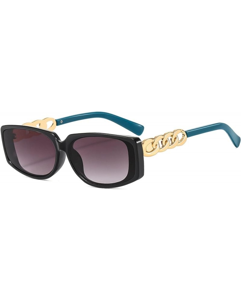 Square Metal Chain Decorative Sunglasses for Men and Women (Color : A, Size : Medium) Medium F $19.41 Designer