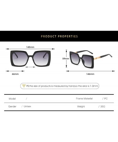 Square Frame Metal Street Shooting Sunglasses for Men and Women (Color : C, Size : Medium) Medium D $15.34 Designer