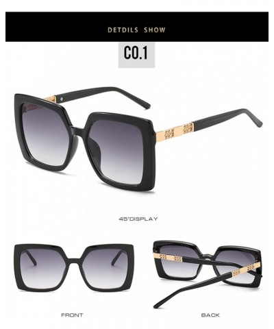 Square Frame Metal Street Shooting Sunglasses for Men and Women (Color : C, Size : Medium) Medium D $15.34 Designer