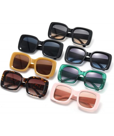 Fashion Square Gradient Women Sunglasses Vintage Oversized Big Frame Eyewear Men Shades UV400 Sun Glasses Black&leopard $11.2...