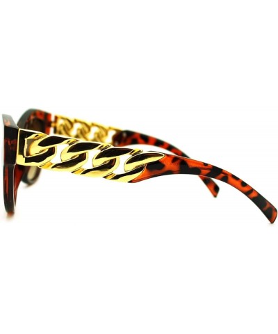 Womens Fashion Sunglasses Designer Chain Frame Oval Cateye UV 400 Tortoise brown $7.92 Oval