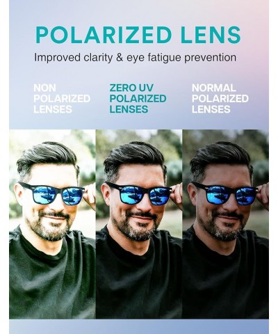 Classic Colored Mirror Lens Square Horn Rimmed Sunglasses for Men Women 3 Pack Polarized | Blue + Green + Red $10.61 Wayfarer