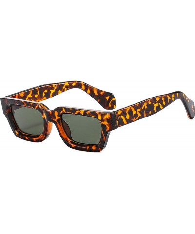 Retro Sunglasses Vintage Sunglasses Small Square Rectangle 90s Glasses Trendy Y2K for Men Women Leopard $9.24 Rectangular