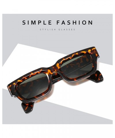 Retro Sunglasses Vintage Sunglasses Small Square Rectangle 90s Glasses Trendy Y2K for Men Women Leopard $9.24 Rectangular