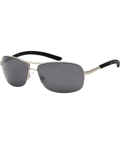 Semi-Rimless Square Aviators w/Flash Mirror Lens 25125S-FM Matte Silver Grey Mirrored $11.59 Aviator