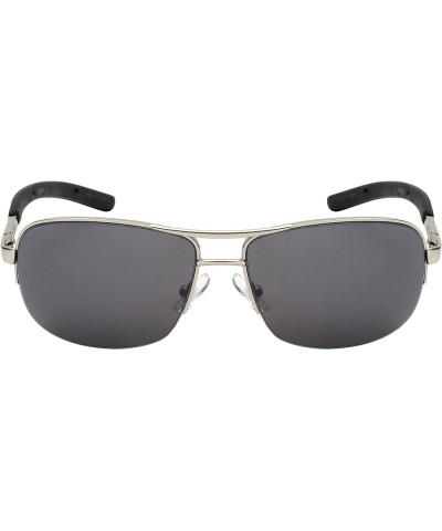 Semi-Rimless Square Aviators w/Flash Mirror Lens 25125S-FM Matte Silver Grey Mirrored $11.59 Aviator