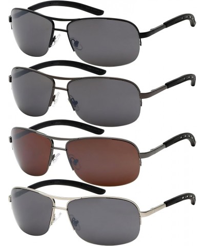 Semi-Rimless Square Aviators w/Flash Mirror Lens 25125S-FM Matte Silver Grey Mirrored $11.59 Aviator