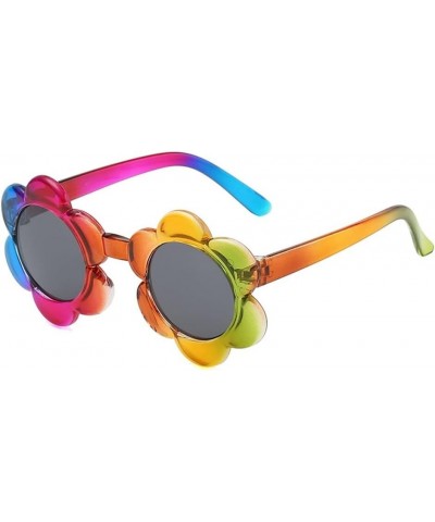 Baby Sunglasses Kids Flower Sunglasses Rainbow Colorful Cute Round Kid Eyewear for Toddler Kids Boy Girls Outdoor Activities ...