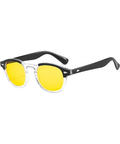 Round Retro Hip-hop Sunglasses for Men and Women (Color : D, Size : 1) 1A $18.53 Designer