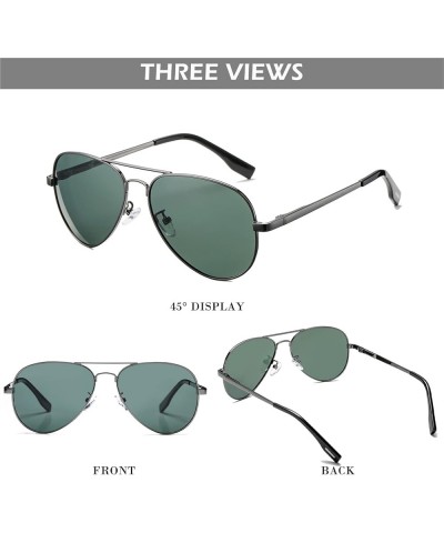 Polarized Aviator Sunglasses for Women Men Classic Metal Shades Mirror Lens 100% UV Blocking, 58mm A12 Gunmetal Frame/G15 Len...