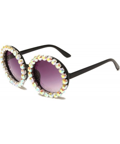 Vintage Diamond Crystal Round Sunglasses Women Men 2023 Fashion Oversized Rhinestones Sunglasses Black-ab Diamond $10.06 Over...