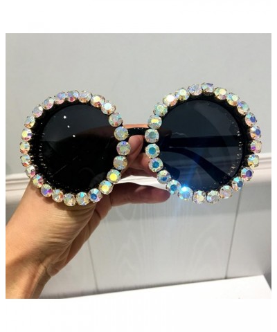 Vintage Diamond Crystal Round Sunglasses Women Men 2023 Fashion Oversized Rhinestones Sunglasses Black-ab Diamond $10.06 Over...