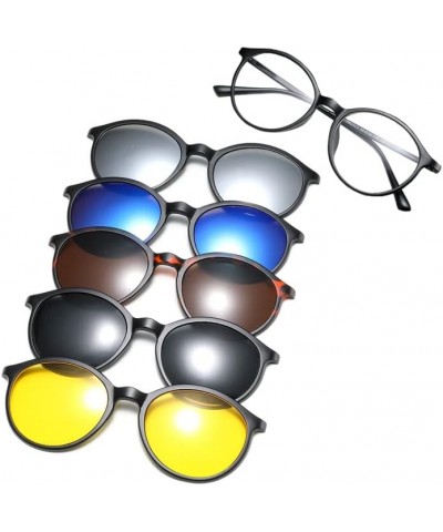 New five-piece polarized sunglasses magnetic suction clip set mirror retro men's and women's TR glasses frame replaceable sun...