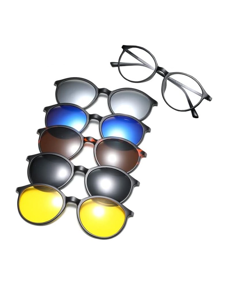 New five-piece polarized sunglasses magnetic suction clip set mirror retro men's and women's TR glasses frame replaceable sun...