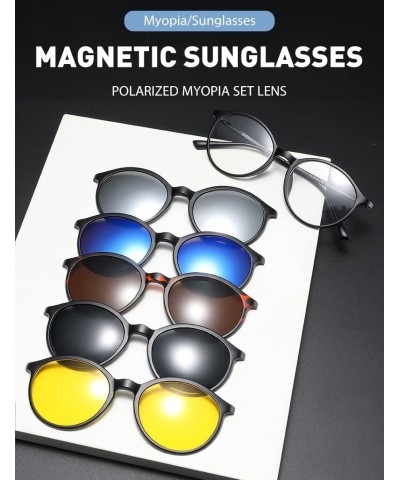 New five-piece polarized sunglasses magnetic suction clip set mirror retro men's and women's TR glasses frame replaceable sun...