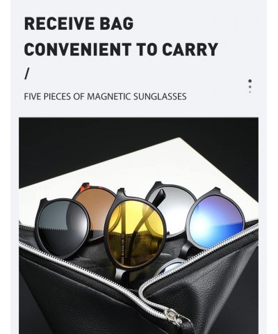 New five-piece polarized sunglasses magnetic suction clip set mirror retro men's and women's TR glasses frame replaceable sun...