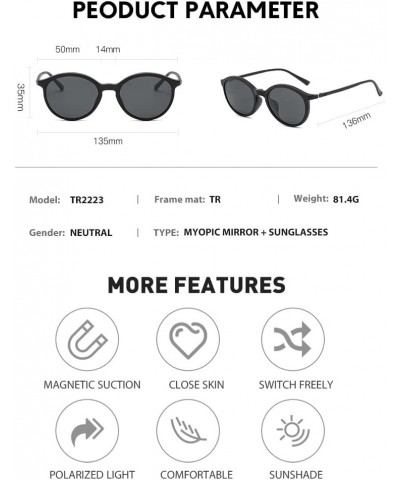 New five-piece polarized sunglasses magnetic suction clip set mirror retro men's and women's TR glasses frame replaceable sun...