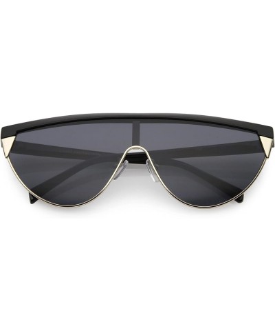 Futuristic Modern Flat Top Active Sports Mono Lens Shield Sunglasses 135mm Black / Smoke $9.00 Shield