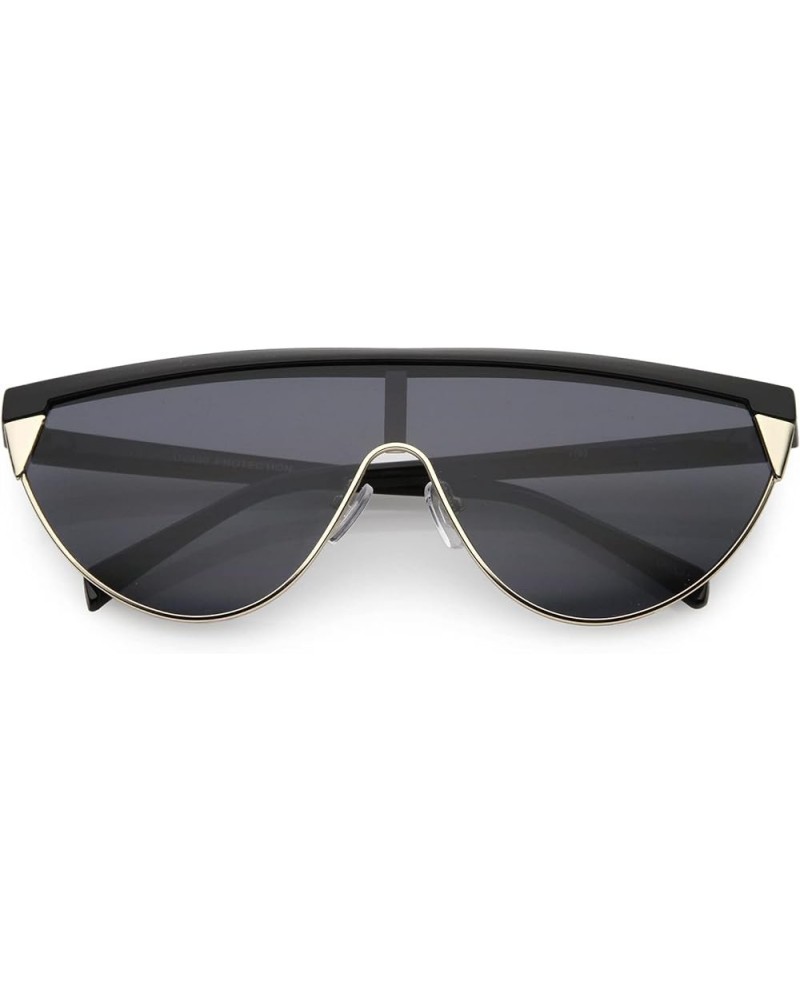 Futuristic Modern Flat Top Active Sports Mono Lens Shield Sunglasses 135mm Black / Smoke $9.00 Shield