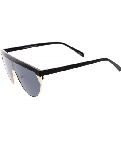 Futuristic Modern Flat Top Active Sports Mono Lens Shield Sunglasses 135mm Black / Smoke $9.00 Shield