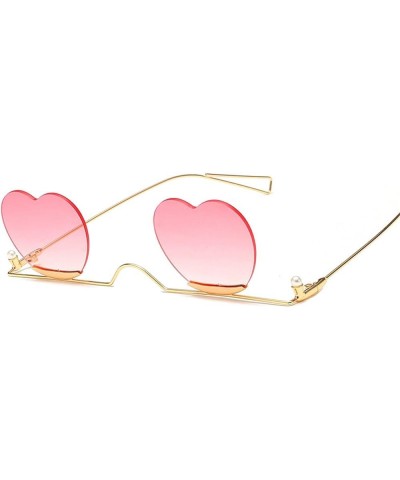 Fashion Small Rimless Sunglasses Women Vintage Heart Glasses Luxury Metal Pearl Frame Unique Eyewear 3 $22.85 Rectangular