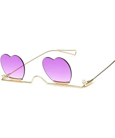 Fashion Small Rimless Sunglasses Women Vintage Heart Glasses Luxury Metal Pearl Frame Unique Eyewear 3 $22.85 Rectangular