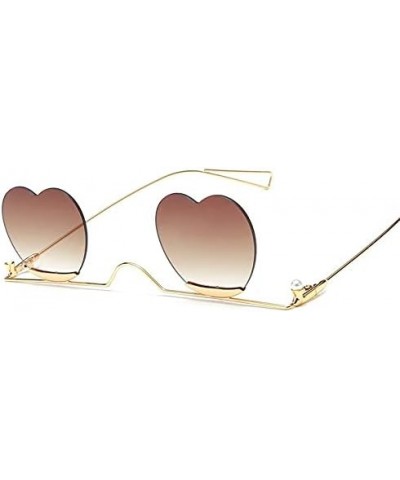 Fashion Small Rimless Sunglasses Women Vintage Heart Glasses Luxury Metal Pearl Frame Unique Eyewear 3 $22.85 Rectangular