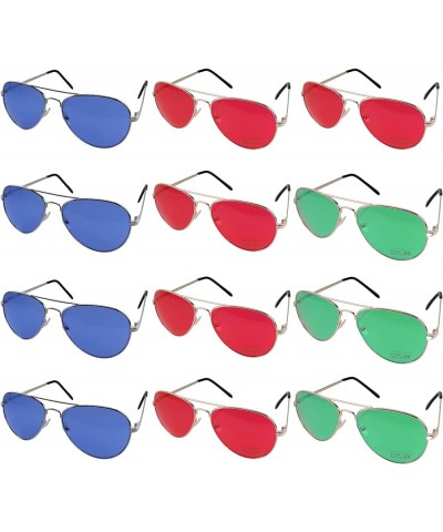 Aviator Style Metal Frame Colored Lens Sunglass-Wholesale Lot 12 Pairs Assort $12.48 Aviator