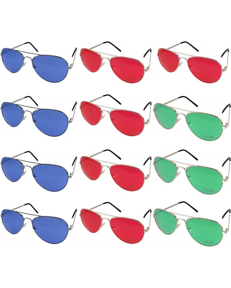 Aviator Style Metal Frame Colored Lens Sunglass-Wholesale Lot 12 Pairs Assort $12.48 Aviator