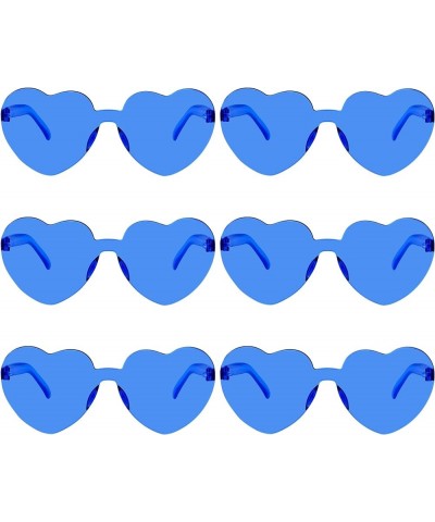 6 Pcs Heart Shape Sunglasses Frameless Transparent Glasses Party Favors for Women Blue $6.30 Rimless