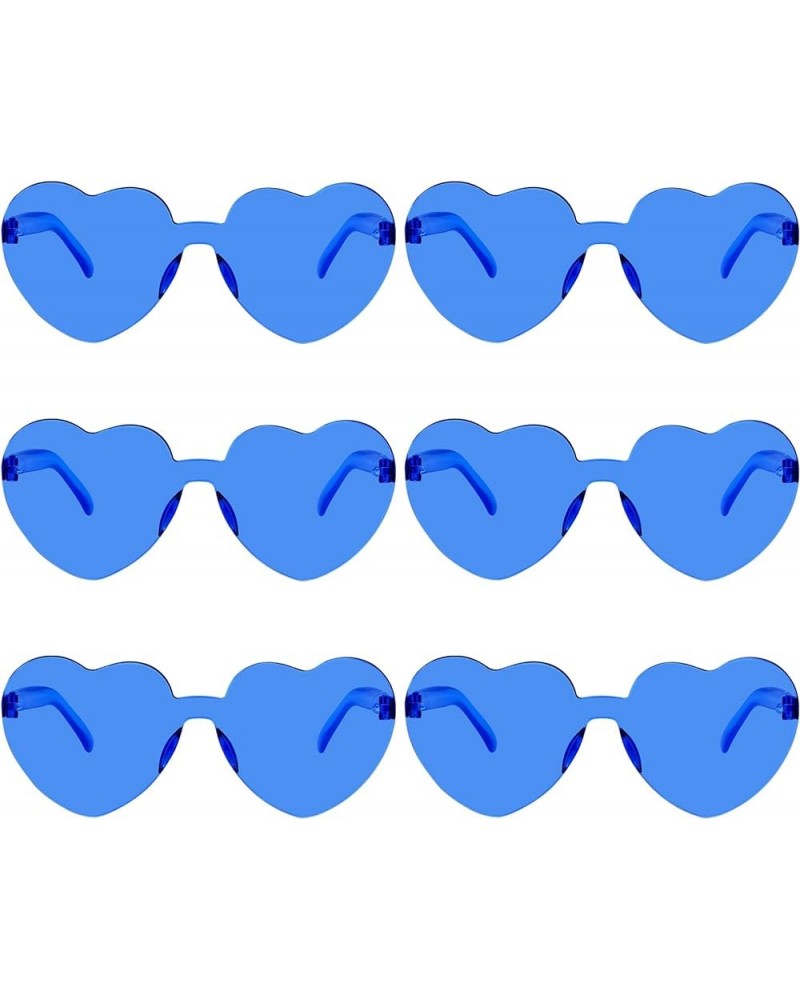 6 Pcs Heart Shape Sunglasses Frameless Transparent Glasses Party Favors for Women Blue $6.30 Rimless