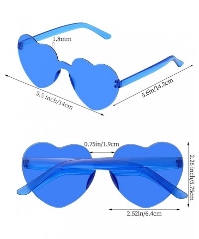 6 Pcs Heart Shape Sunglasses Frameless Transparent Glasses Party Favors for Women Blue $6.30 Rimless