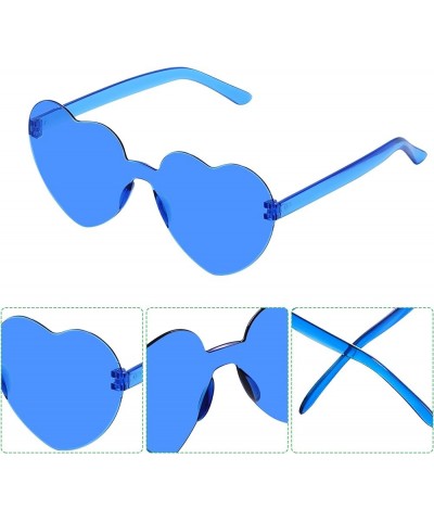 6 Pcs Heart Shape Sunglasses Frameless Transparent Glasses Party Favors for Women Blue $6.30 Rimless