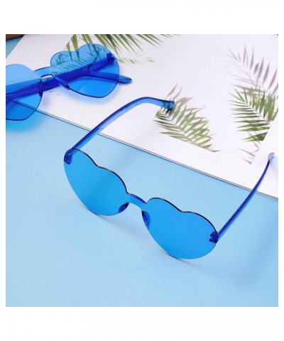 6 Pcs Heart Shape Sunglasses Frameless Transparent Glasses Party Favors for Women Blue $6.30 Rimless