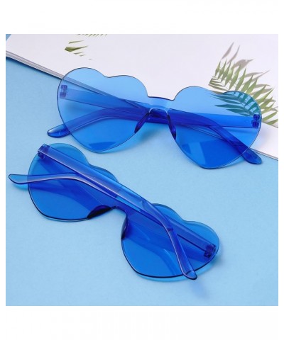 6 Pcs Heart Shape Sunglasses Frameless Transparent Glasses Party Favors for Women Blue $6.30 Rimless