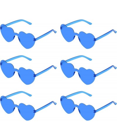 6 Pcs Heart Shape Sunglasses Frameless Transparent Glasses Party Favors for Women Blue $6.30 Rimless