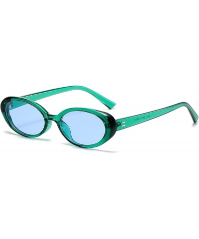 Retro Oval Sunglasses for Women Men Fashion Small Oval Frame Sun Glasses 90s Vintage Style Shades A8 Green/Blue $8.84 Oval