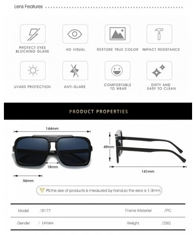 Square Vacation Outdoor Driving Men's and Women's Sunglasses Large Frame Fashion Decoration Sunglasses 6 $12.98 Designer